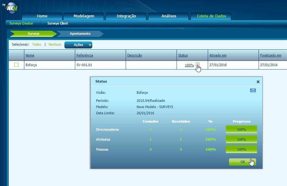 MyABCM Corporate - Surveys Coleta de Dados